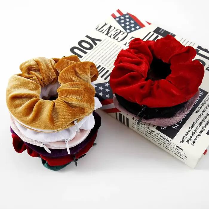 Étui de rangement portable et discret pour élastiques à cheveux, avec fermeture éclair, pour cacher clés, argent et bijoux, idéal pour les voyages et les activités de plein air