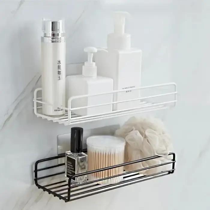 Étagère murale d'angle pour salle de bain, panier de rangement en fer pour douche, support cosmétique, porte-shampoing, organisateur de salle de bain, étagères murales