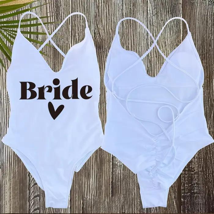 Maillot de bain une pièce rembourré pour femme, thème Team Bride, pour enterrement de vie de jeune fille, tenue de plage estivale nuptiale