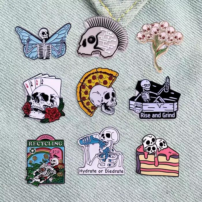 Accessoires de Costume d'horreur d'halloween, broche en émail de crâne blanc, bijoux de vacances, cadeau Unique pour amis, nouvelle collection