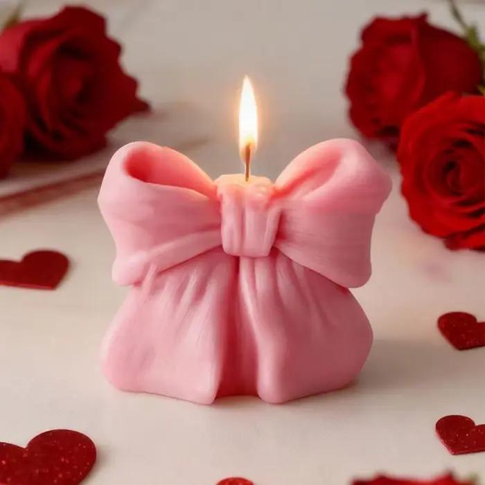 Bougie aromatique tridimensionnelle avec nœud papillon 3D
