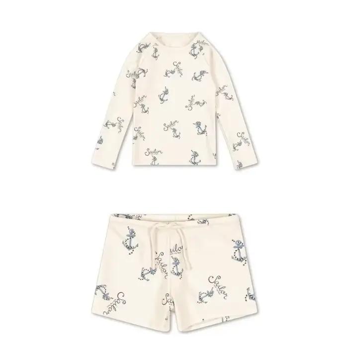 Maillots de bain pour bébés garçons, maillot de bain rayé à manches longues, motif citron, short de plage pour garçons, maillots de bain de vacances pour enfants, protection solaire
