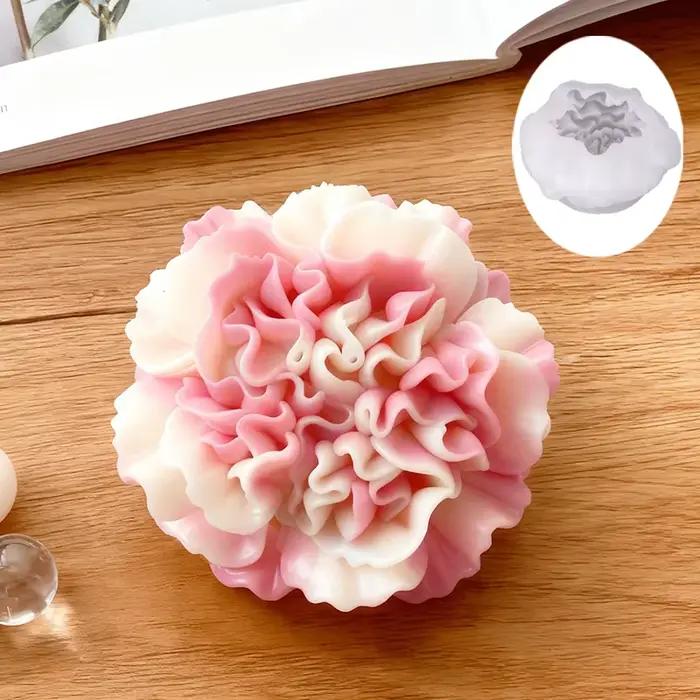 Moule à bougie en forme de carnation avec des pétales 3D incroyablement réalistes