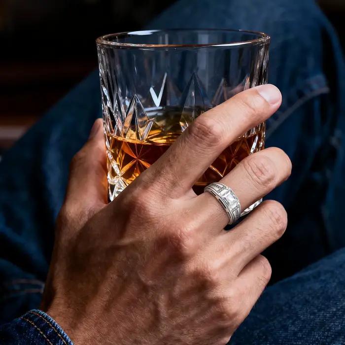 Bague pour homme en argent S925 pour la Saint-Valentin 2026, avec double T carré et zircon blanc étincelant, pour bijoux fins DIY