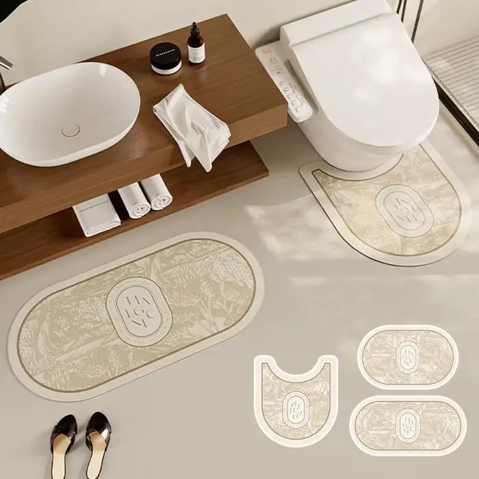 Tapis de salle de bain antidérapant Tapis de salle de bain en forme de U Tapis absorbant l'eau Tapis de toilette Tapis d'entrée Tapis de sol pour la maison