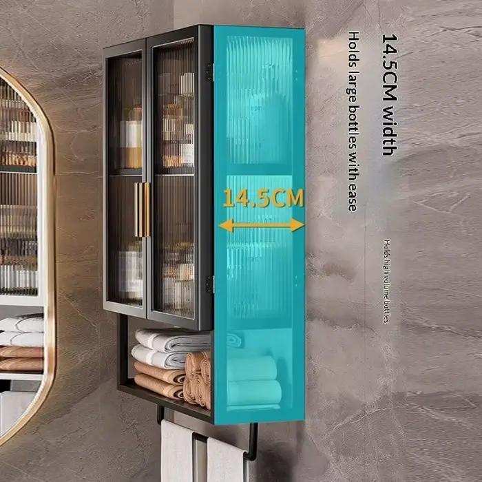 Étagères de salle de bain sans perçage, armoire de rangement murale pour salle de bain, étagère suspendue auto-adhésive, gain de place, douche antirouille