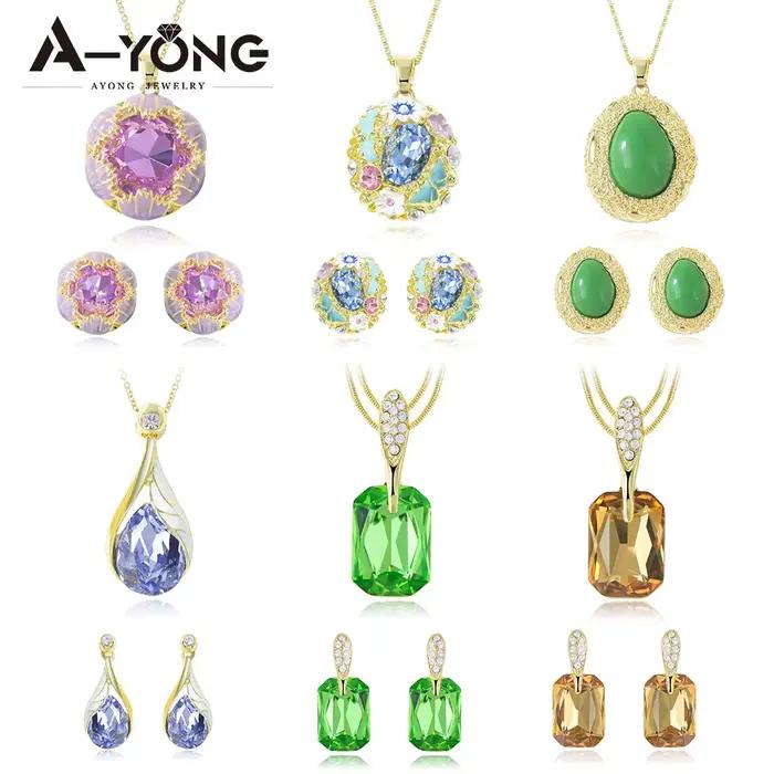 Collier et boucles d'oreilles en pierre naturelle en forme de goutte d'eau