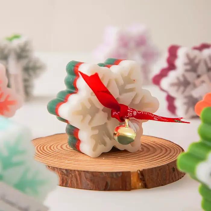 Bougies d'aromathérapie flocon de neige de noël faites à la main