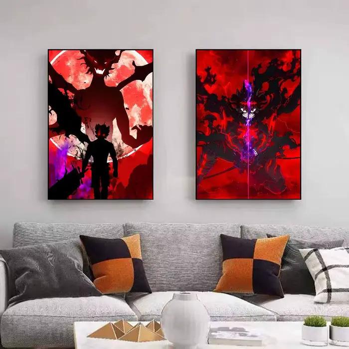 Affiches décoratives, tableaux muraux pour bureau, chambre, bar, cadeaux, Anime B-Black Hot Clover Cartoon