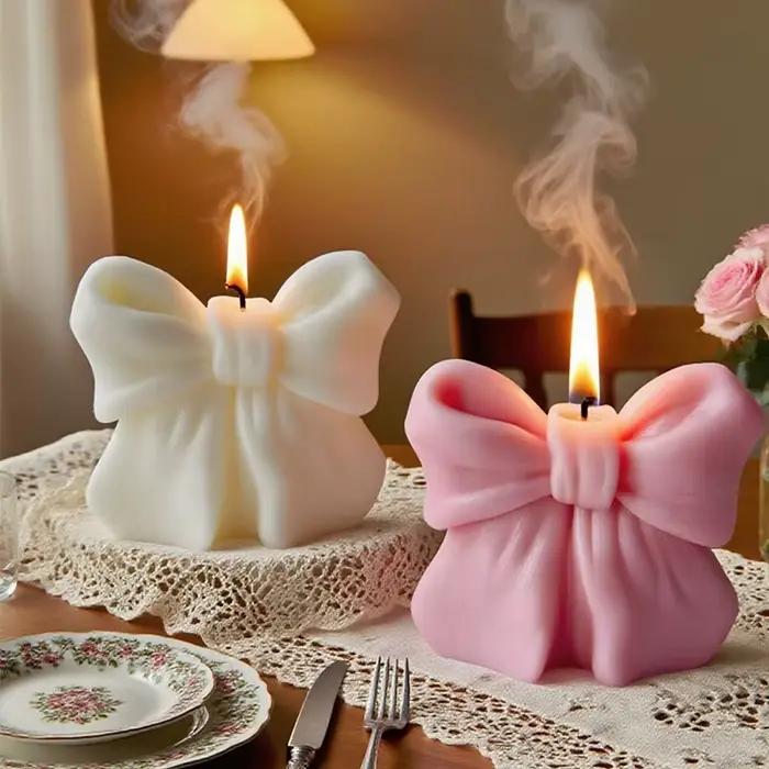 Bougie aromatique tridimensionnelle avec nœud papillon 3D