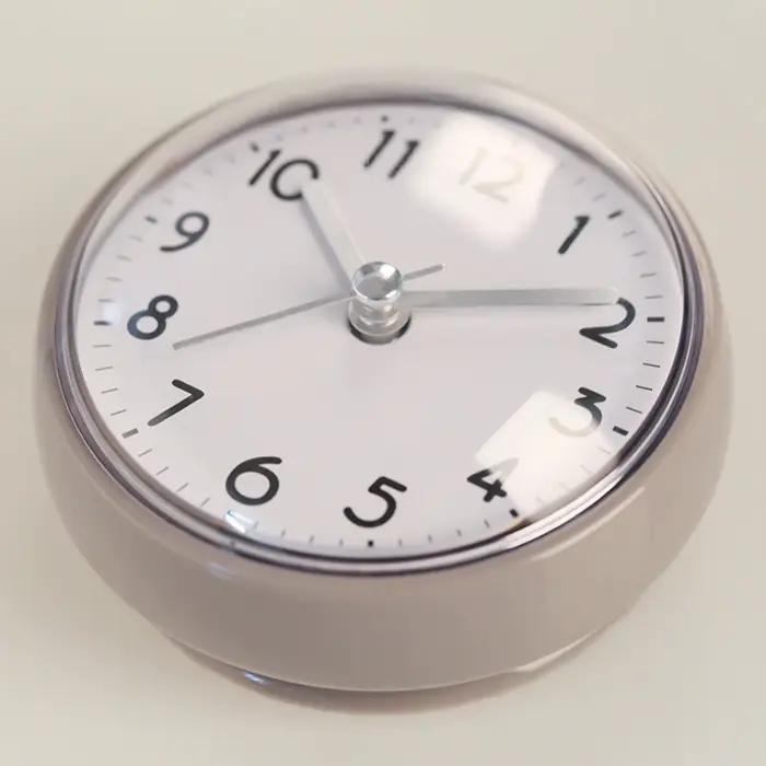 Horloge de salle de bain étanche avec ventouse, 3 pouces, facile à lire, horloge miroir pour douche, cuisine, salon, bureau, réfrigérateur