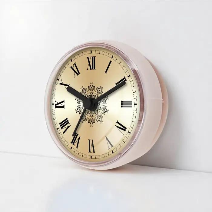 Horloge de salle de bain étanche, compacte, légère, ronde, avec ventouse, silencieuse, petite, pour toilettes, salles de bain, cuisines