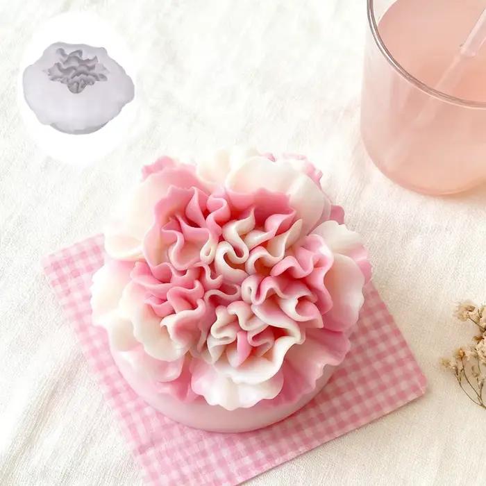 Moule à bougie en forme de carnation avec des pétales 3D incroyablement réalistes
