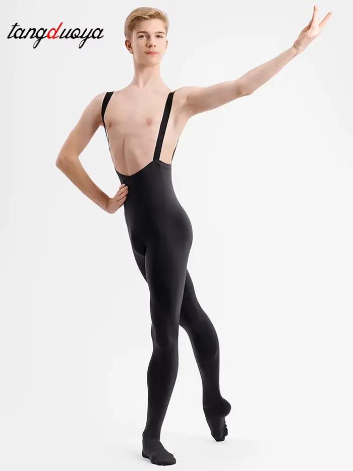 Justaucorps de Ballet pour hommes, body serré pour danser, col rond, gilet serré pour la peau, gymnastique masculine, vêtements de danse