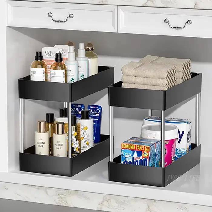 Organisateur sous évier à 2 niveaux, organisateur de cuisine, armoire de rangement, support polyvalent sous évier, rangement pour salle de bain et cuisine