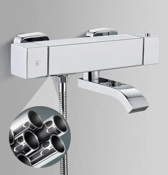 Robinet thermostatique mural pour baignoire et douche, mitigeur thermostatique à température constante pour eau chaude et froide