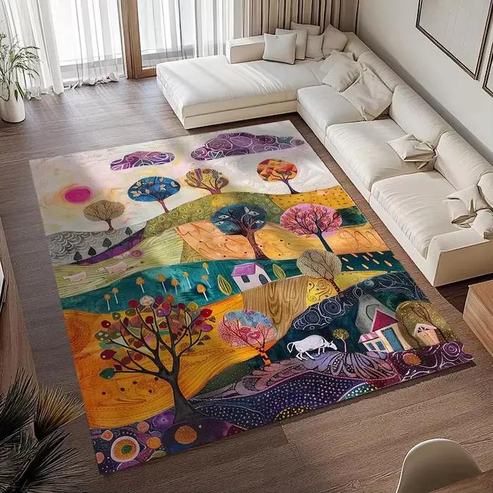 Tapis vert à motif herbe, tapis moderne, tapis de couloir, tapis décoratif pour la maison, tapis de salon, cadeau de pendaison de crémaillère