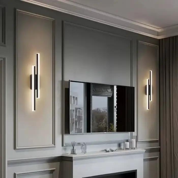 Applique murale LED pour chambre à coucher, appliques murales, tuyau de ligne de cuivre, abat-jour en acrylique, éclairage intérieur pour salon, luminaire de couloir