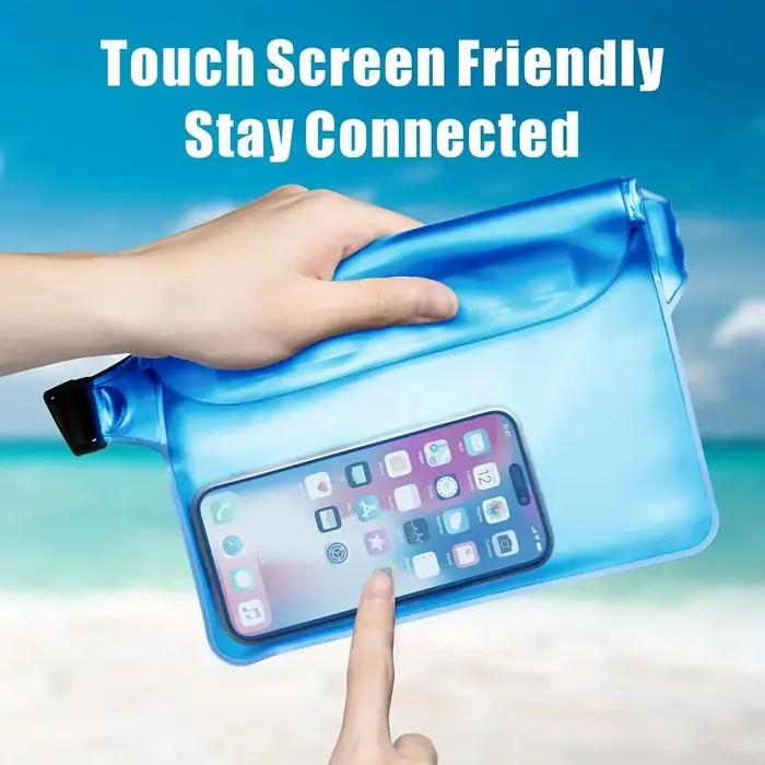 Pochette de téléphone étanche avec sangle de taille réglable, sac sec pour garder les objets de valeur du téléphone en toute sécurité pour la plage, la natation, le kayak, la pêche en bateau