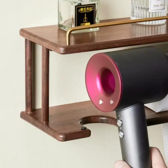 Support de rangement mural en bois pour salle de bain, organisateur de vanité multicouche pour serviettes et cosmétiques, Solution de comptoir de vanité domestique