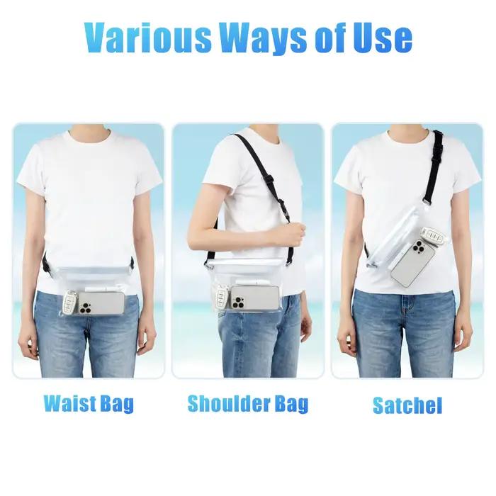 Pochette de téléphone étanche avec sangle de taille réglable, sac sec pour garder les objets de valeur du téléphone en toute sécurité pour la plage, la natation, le kayak, la pêche en bateau