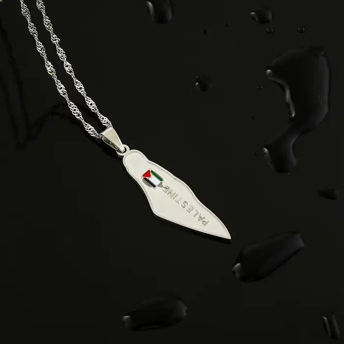 Collier pendentif en acier inoxydable pour hommes et femmes, carte de l'état de Palestine, cadeau de bijoux ethniques, mode