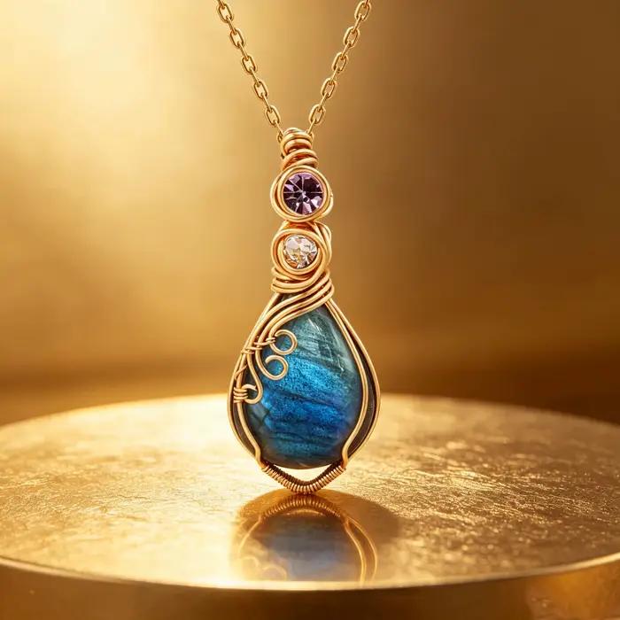 Pendentif en pierre précieuse arc-en-ciel Labradorite