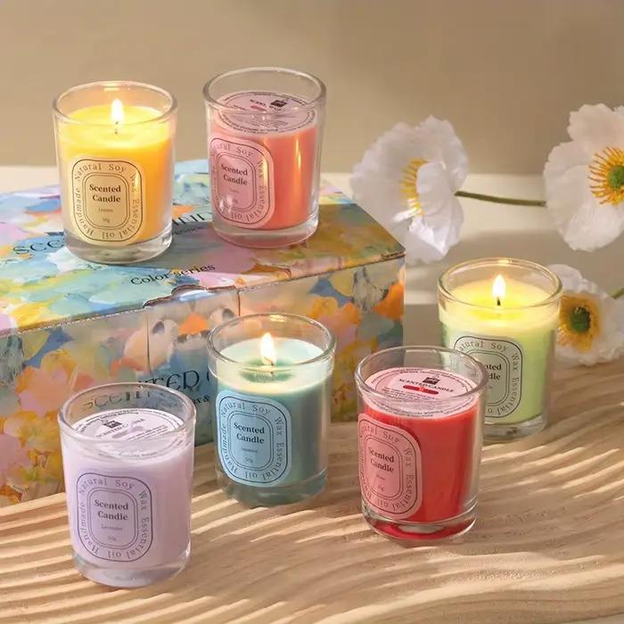 Bougies parfumées multicolores en cire de soja