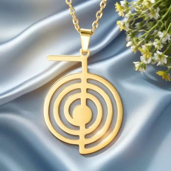 Reiki Cho Ku Rei collier guérison Énergie Yoga force pendentif divin géométrique protection Talisman bijoux en acier