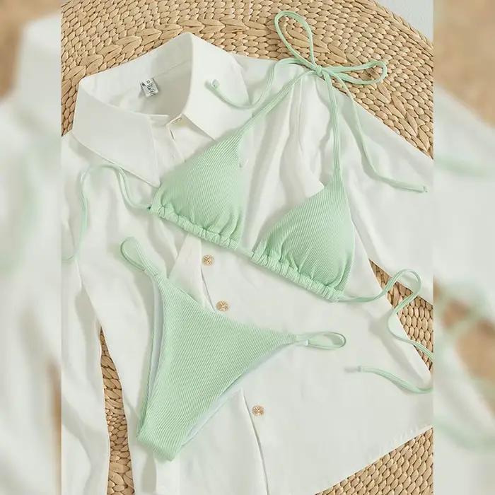 Maillot de bain d'été pour femmes, ensemble bikini sexy, soutien-gorge rembourré push-up, string, deux pièces, vêtements de plage, maillot de bain féminin sexy