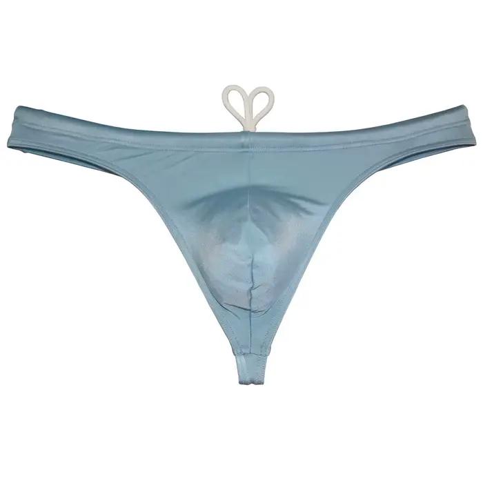 Maillot de bain string pour homme, caleçon de plage à cordon de serrage, séchage rapide, extensible, respirant, soyeux