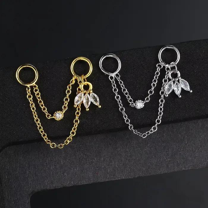 Breloque pour boucles d'oreilles créoles, chaîne superposée, pendentif couronne CZ, couleur or, Piercing Lobe Tragus conque, Cartilage, bijoux cadeaux, 1 pièce