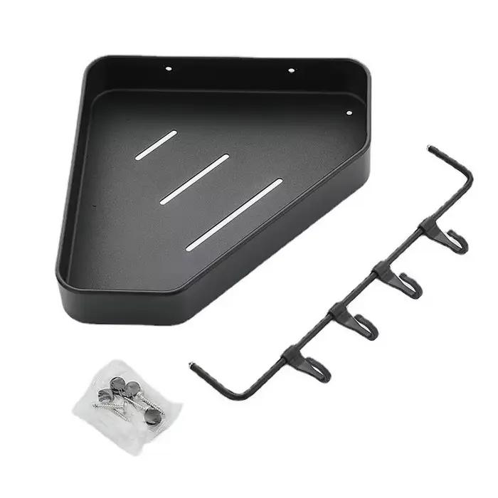 Kmmoun étagère de salle de bain espace d'angle en aluminium salle de bain Triangle panier salle de douche support de rangement mural noir/mat/gris