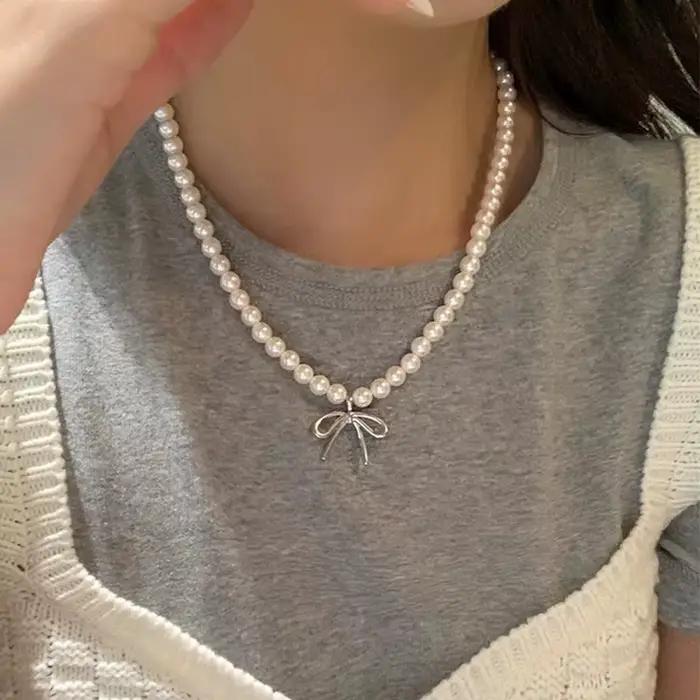 Chapelet coeur arc Fairycore perles tour de cou rose dentelle collier Y2K Pixie Fairycore Cottagecore collier bijoux accessoires cadeau
