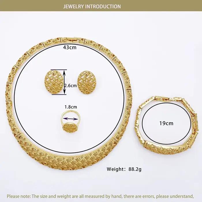 Ensemble de bijoux de Dubaï pour femme, collier, boucles d'oreilles, bracelet, bague, design de luxe, cadeau de fête de mariage, qualité minimaliste