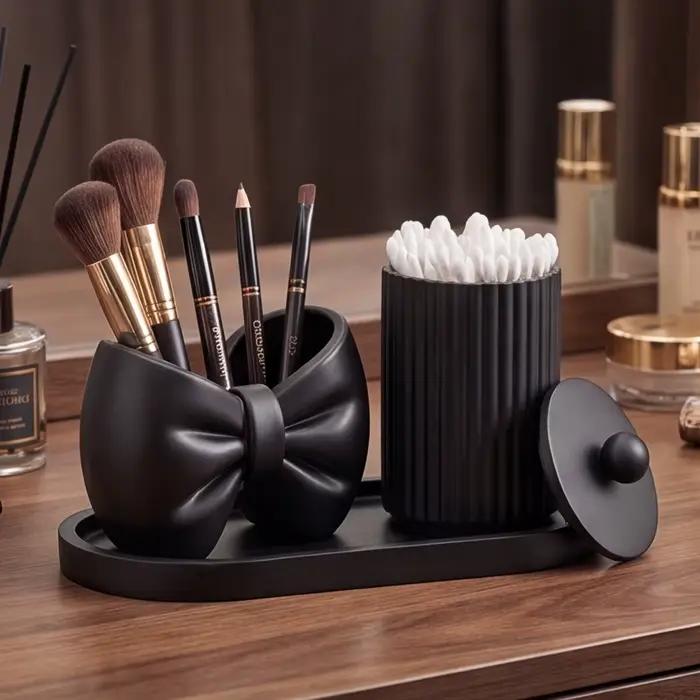 Ensemble d'accessoires de salle de bain mats, kit de toilette haut de gamme avec gobelet porte-brosse à dents, distributeur de savon, pot à coton-tiges et plateau, cadeau idéal pour l'inauguration d'u
