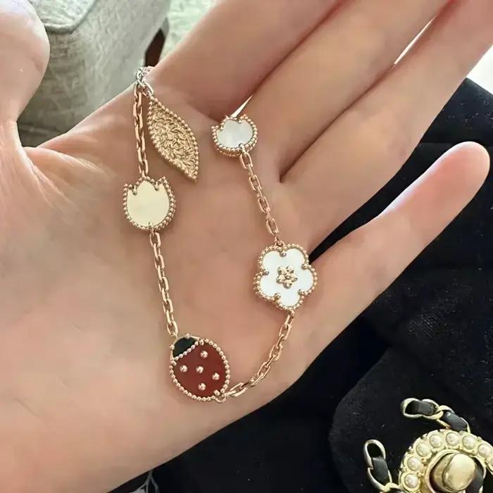 Bracelet coccinelle en argent Sterling 925 de haute qualité, exquis et multifacettes, bijoux de luxe pour femmes, cadeau de saint valentin