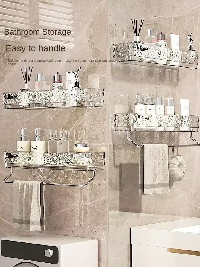 Meuble de rangement innovant pour salle de bain - Étagère murale sans perçage pour toilettes et lavabo