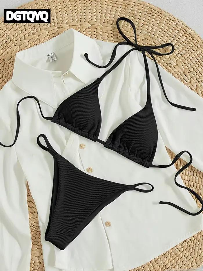 Maillot de bain d'été pour femmes, ensemble bikini sexy, soutien-gorge rembourré push-up, string, deux pièces, vêtements de plage, maillot de bain féminin sexy