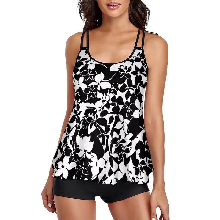 Maillot de bain Tankini fluide pour femmes, ensemble deux pièces, push up, rembourré, TUNIControl, précieux, Y-With BoyGoals