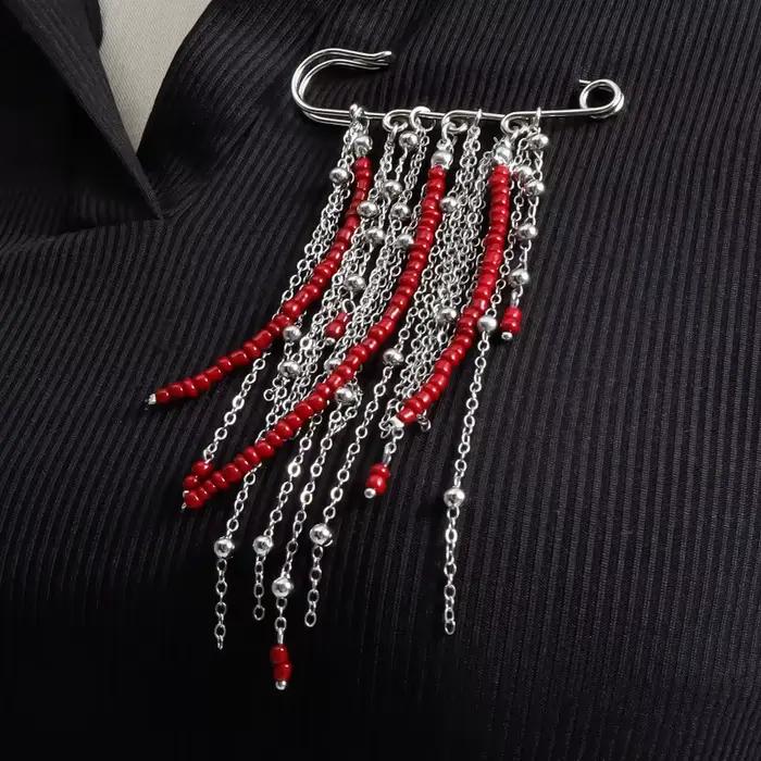 Broche à pampilles en forme de cœur avec chaîne métallique exagérée pour la Saint-Valentin, pour femme et homme, bijoux rock, épingles pour pantalon