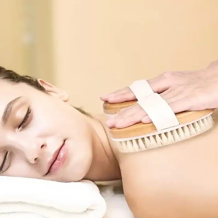 Brosse de douche à poils naturels | Exfoliant doux et renouvellement de la peau | Masseur de spa à domicile | Parfait