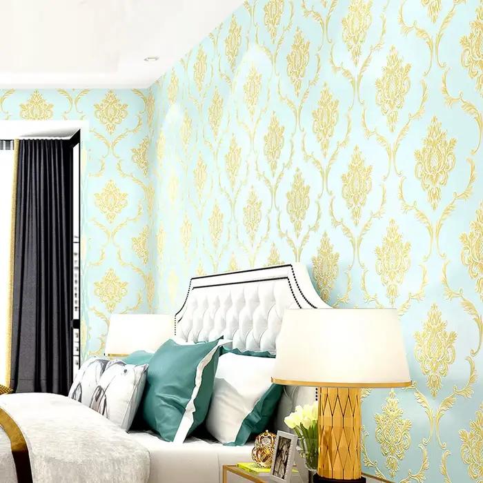 Papier peint de style européen pour murs de chambre à coucher, damas 3D, non tissé, salle à manger, salon, canapé, fond TV, papiers peints, décoration d'intérieur