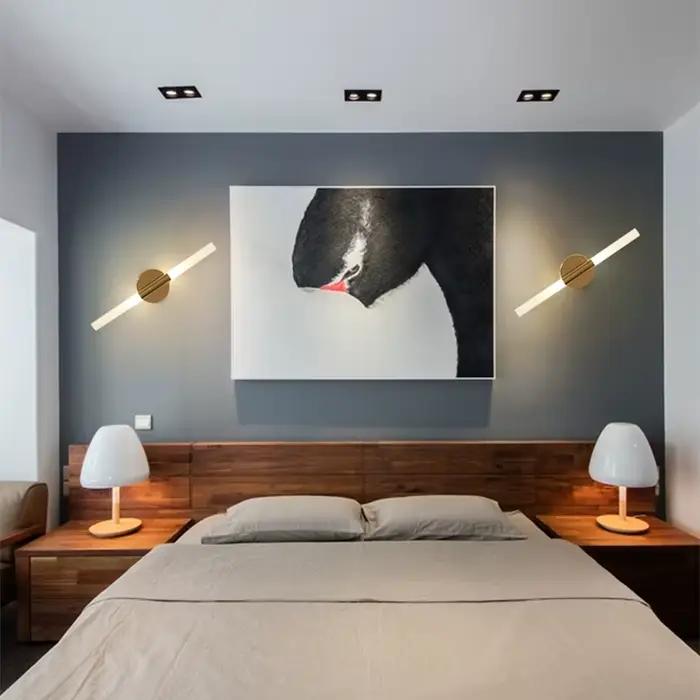 Appliques murales intérieur reloj de pared Applique Murale Moderne à LED, Longue Bande Nordique, pour Chambre à Coucher, HOMirror, Décor de Salon, Couloir, Arrière-Plan Or/Noir appliques murales intér