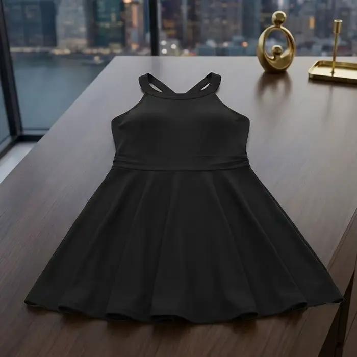 Maillot de bain jupe plissée dos nu coupe ajustée sans manches pour la plage et les sources chaudes, rembourré, collection été