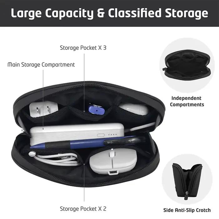 Organisateur d'électronique de voyage, pochette de batterie externe, étui d'accessoires pour gadgets électroniques pour cordons de câbles USB, sac de rangement pour disques durs