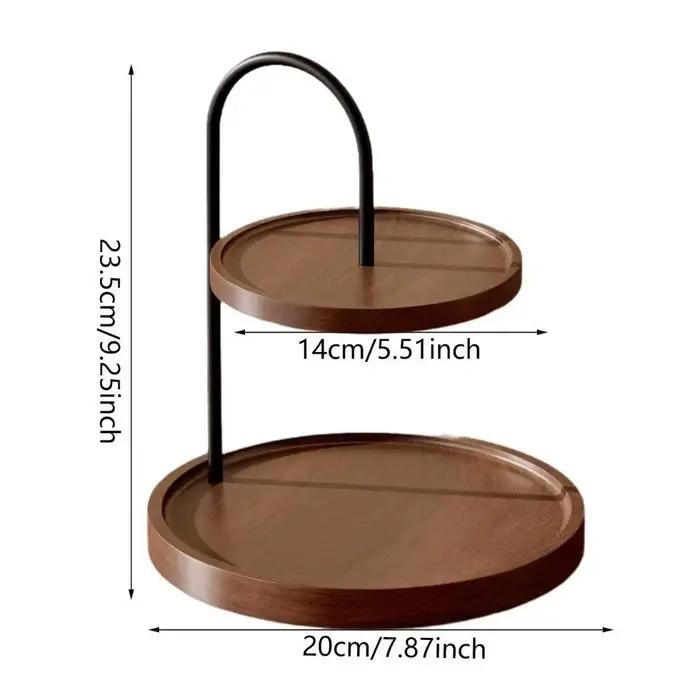 Support de plateau de service en bois, gain de place, décoratif, porte-clés, grande capacité, double couche, support à deux niveaux pour comptoir de salle de bain