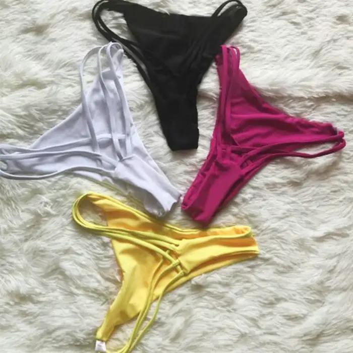 Femmes Sexy bas maillot de bain maillot de bain Bikini effronté string V maillot de bain nouveau été femmes solide Bikini maillot de bain femmes