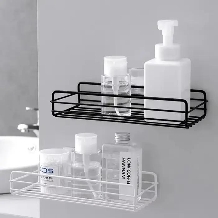 Étagère murale d'angle pour salle de bain, panier de rangement en fer pour douche, support cosmétique, porte-shampoing, organisateur de salle de bain, étagères murales