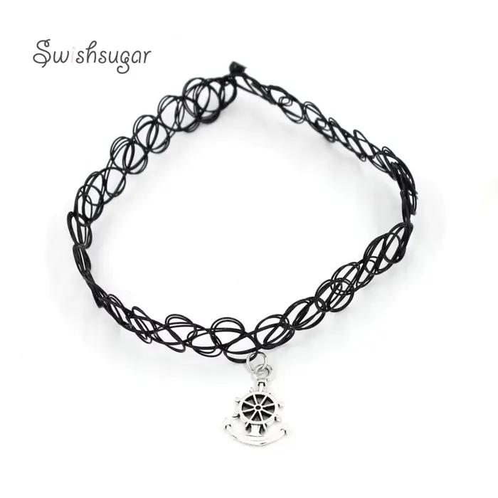 Collier élastique clavicule tatouage tour de cou ancre charme cou chaîne fête d'anniversaire remise des diplômes anniversaire vacances de noël